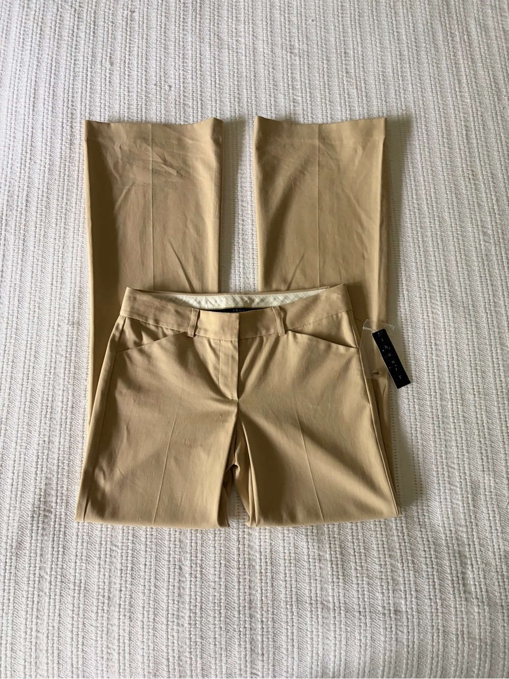 NWT Theory Y2K 2000s Max C Stretch Canvas Khaki Low Rise Flare Dress Pants - 2